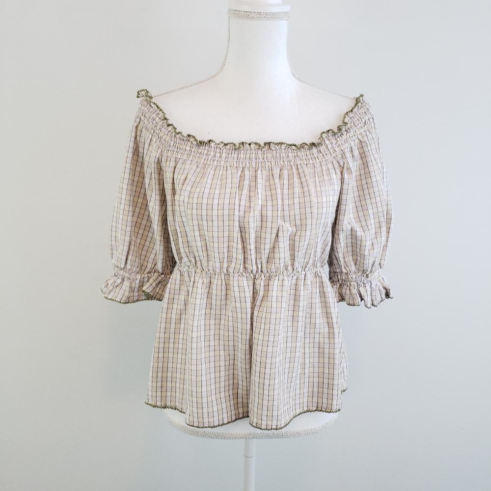 Old Navy Women's Peasant Top Puff Sleeves Milk Maid
